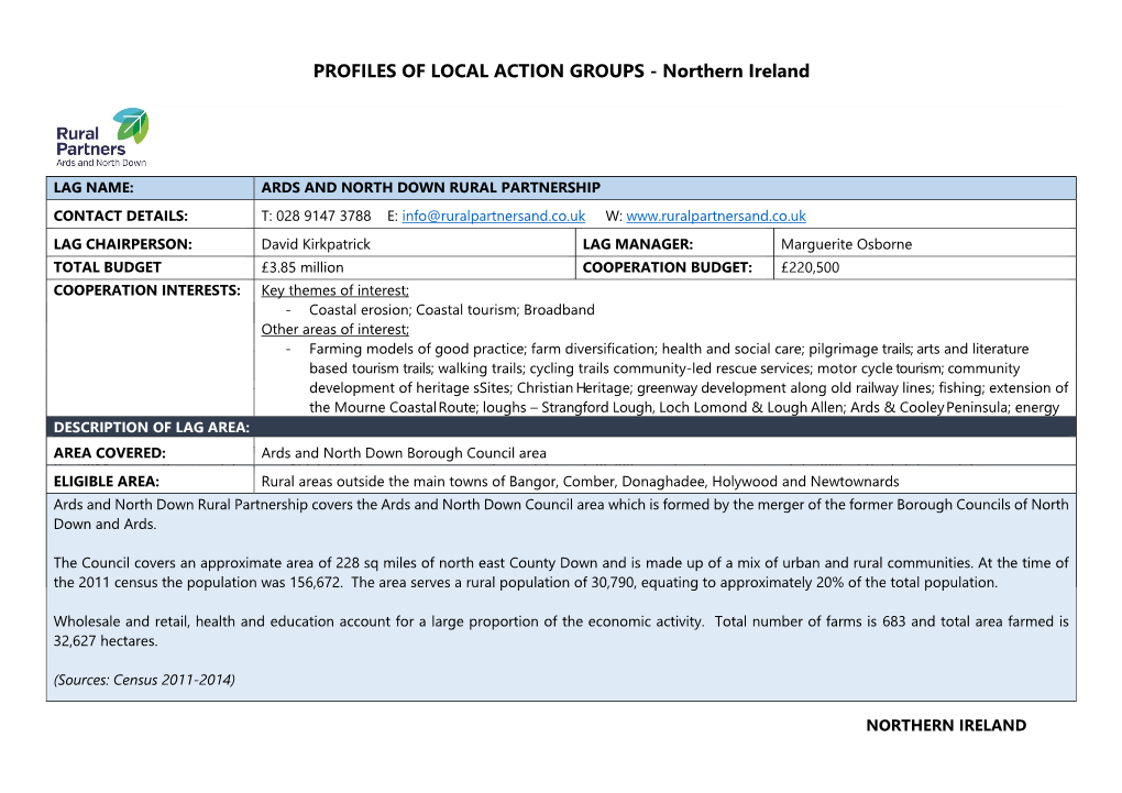 PROFILES of LOCAL ACTION GROUPS - Northern Ireland