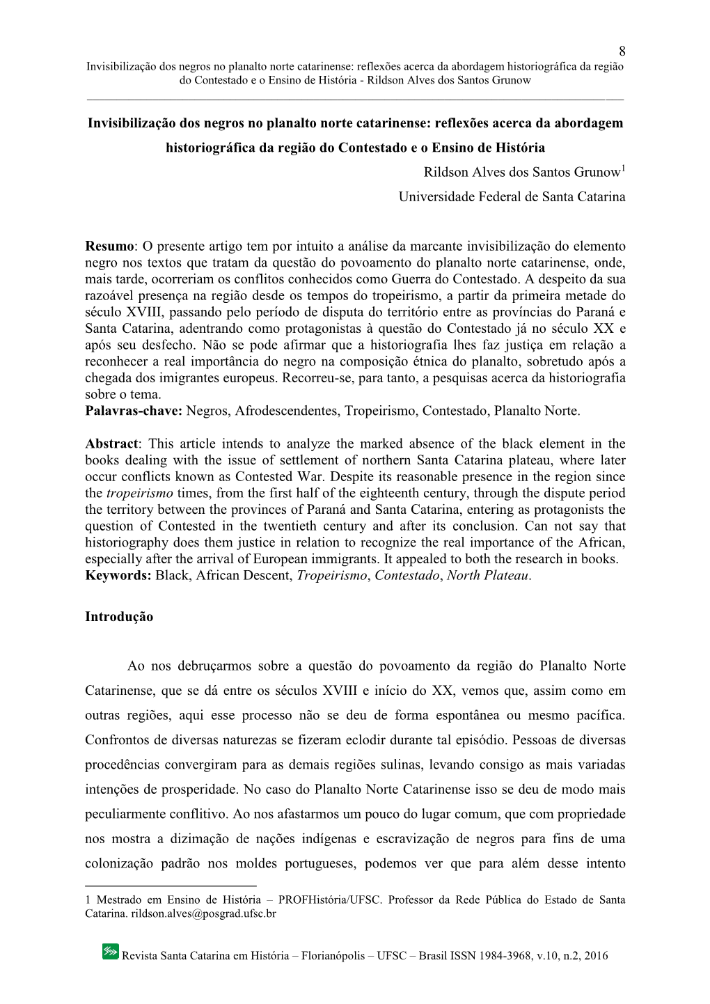 8 Invisibilização Dos Negros No Planalto Norte Catarinense