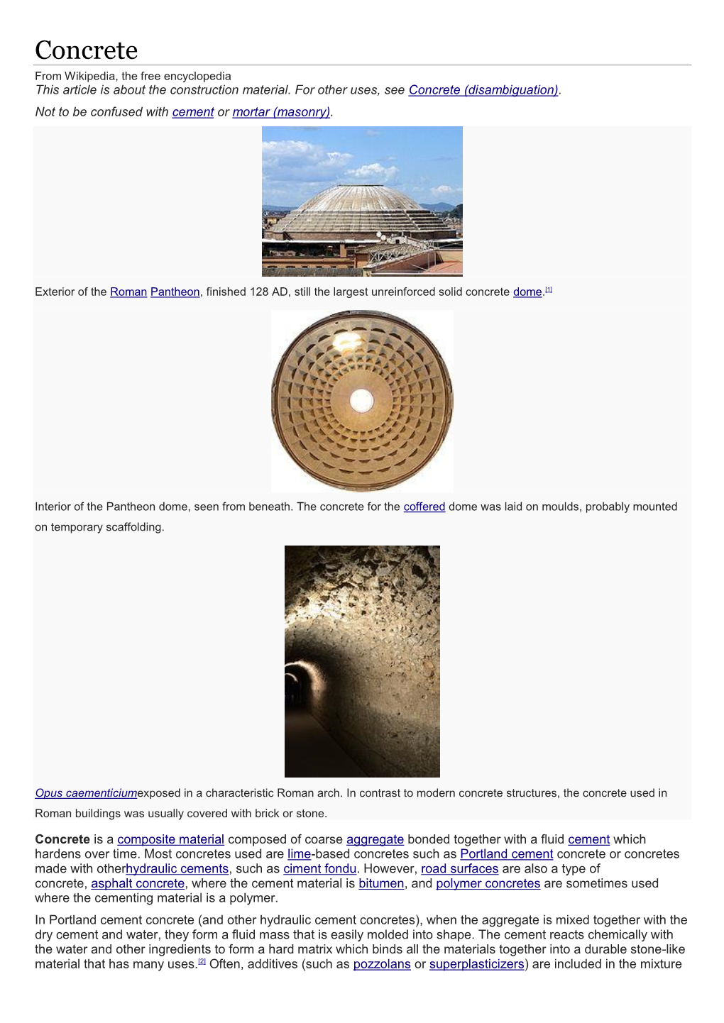 Concrete from Wikipedia, the Free Encyclopedia This Article Is About the Construction Material