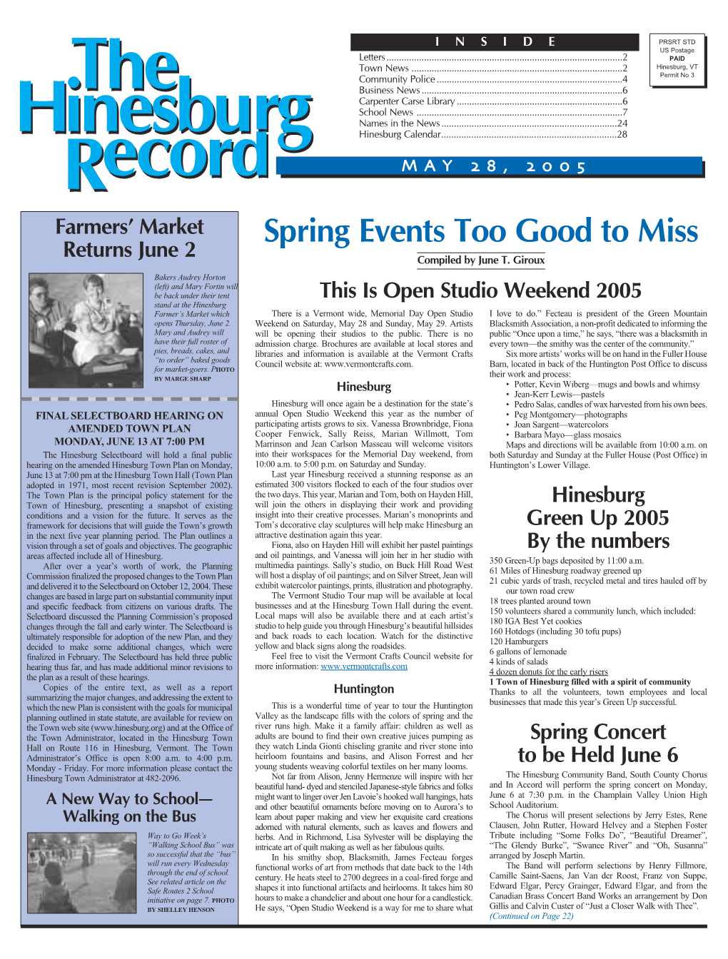 Spring Events Too Good to Miss Returns June 2 Compiled by June T