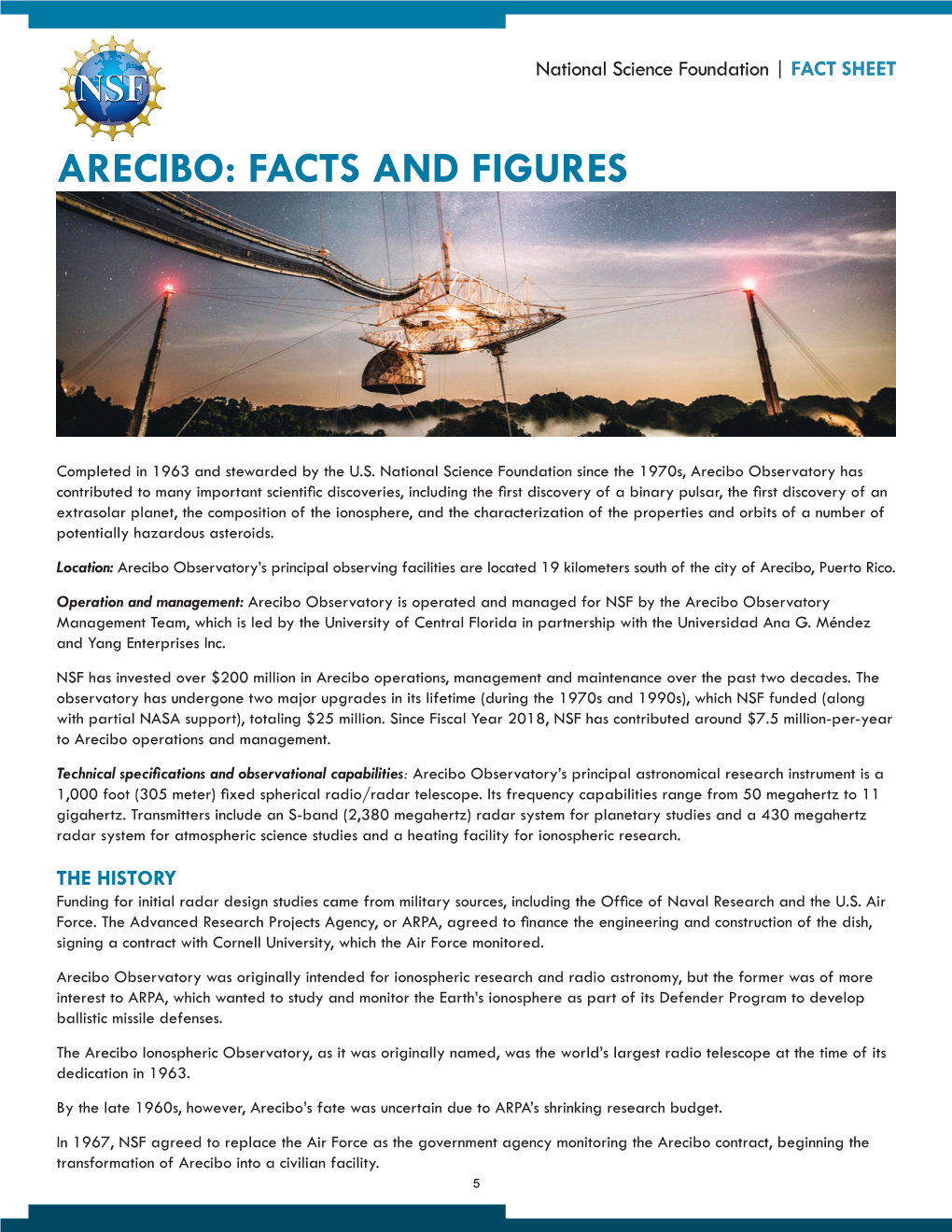 Arecibo: Facts and Figures