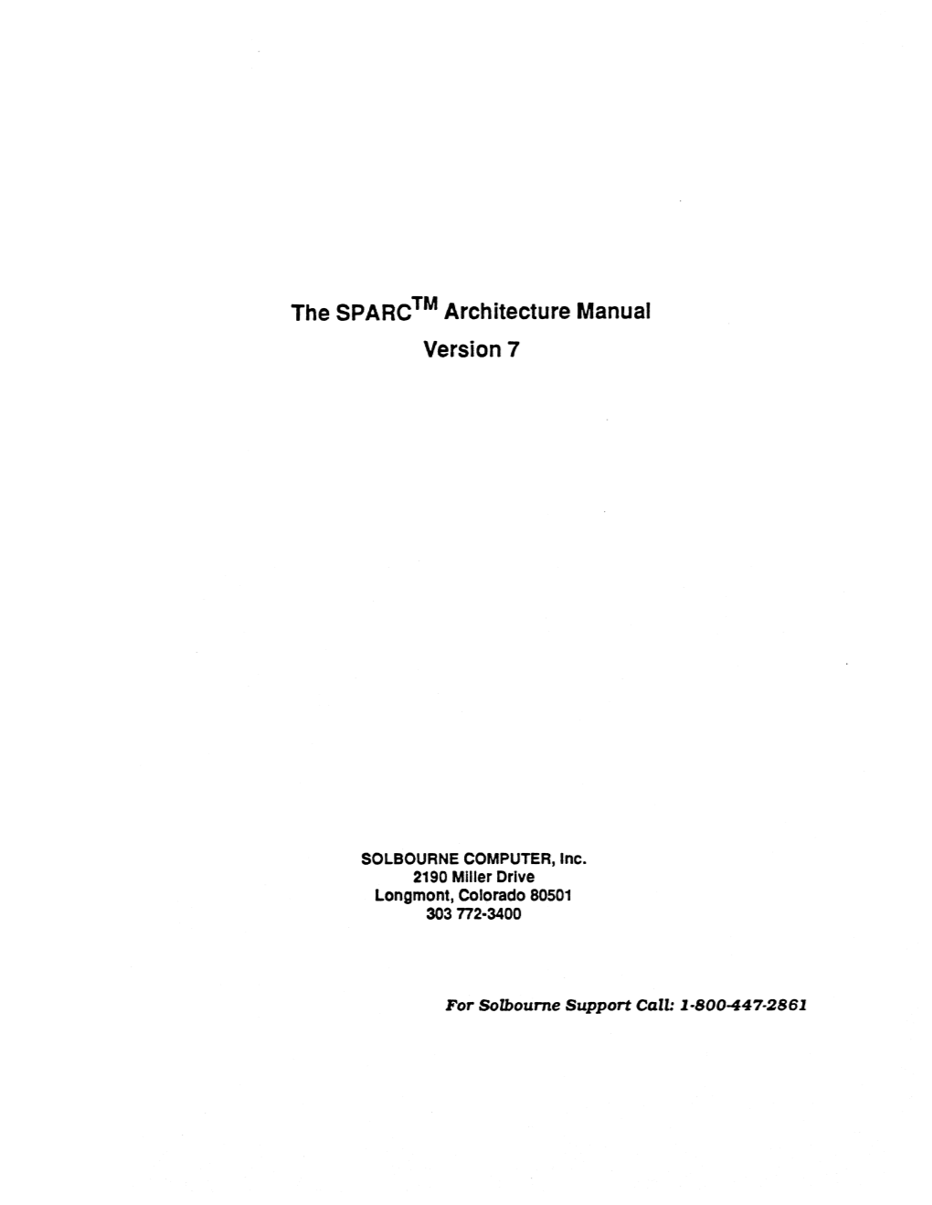 The Spare ™ Architecture Manual Version 7
