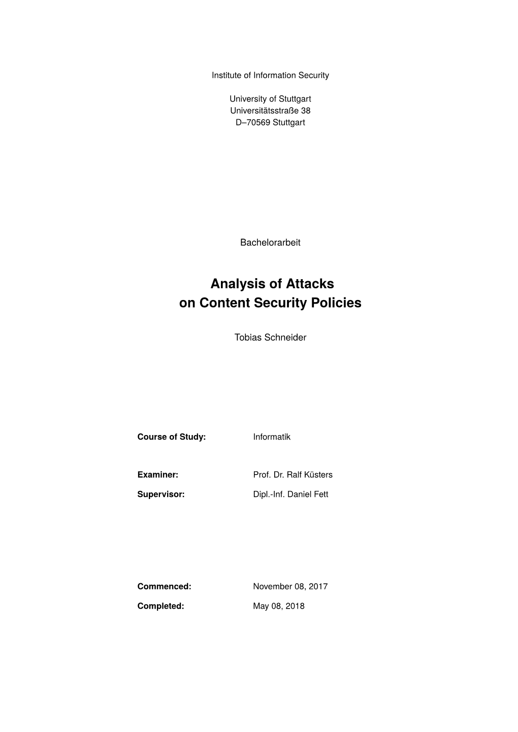 Analysis of Attacks on Content Security Policies