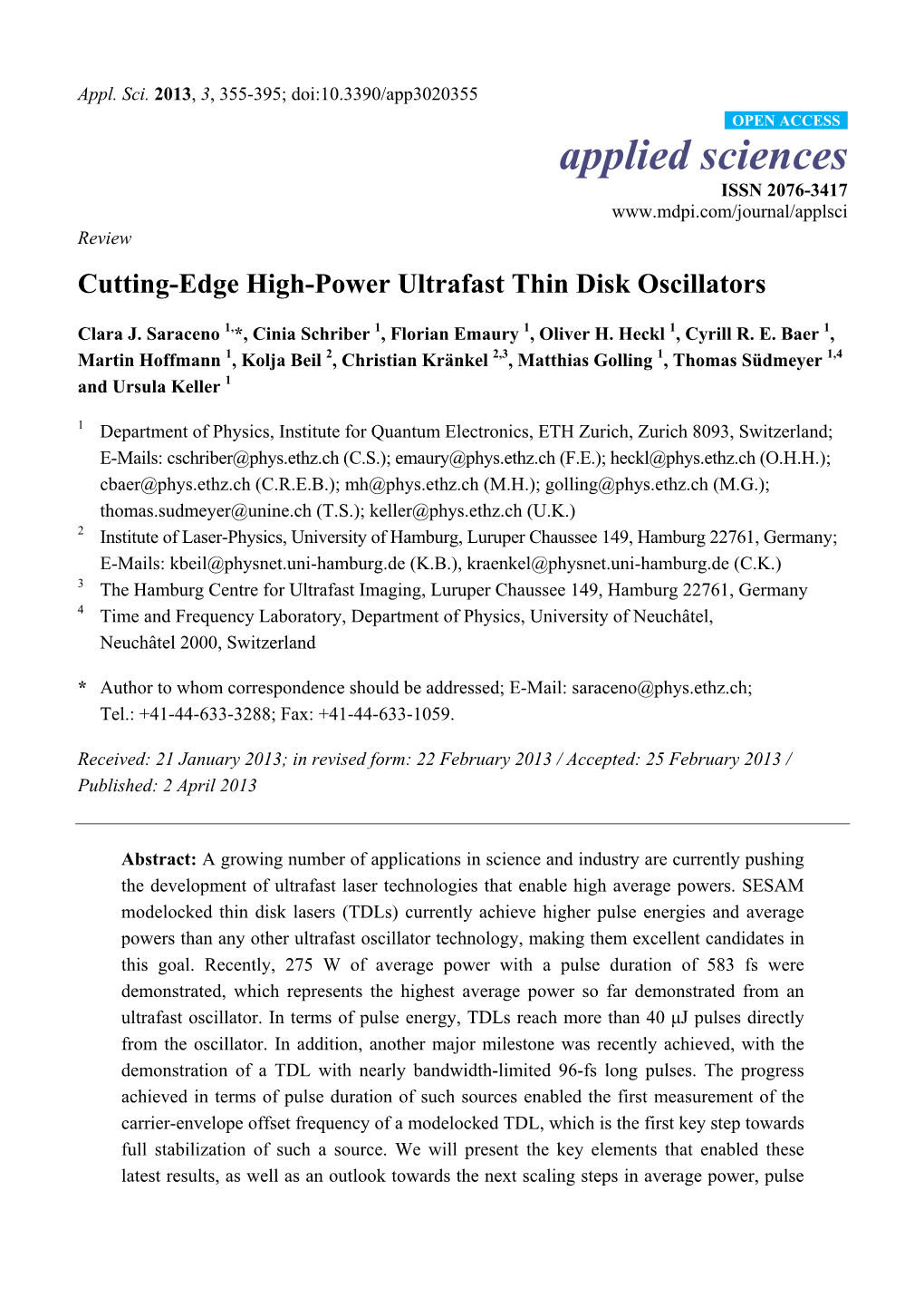 Cutting-Edge High-Power Ultrafast Thin Disk Oscillators