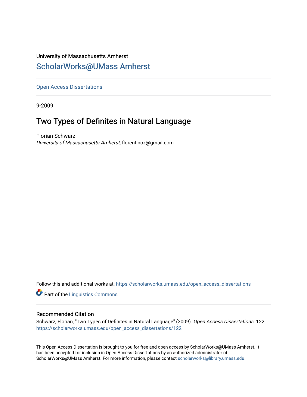 Two Types of Definites in Natural Language