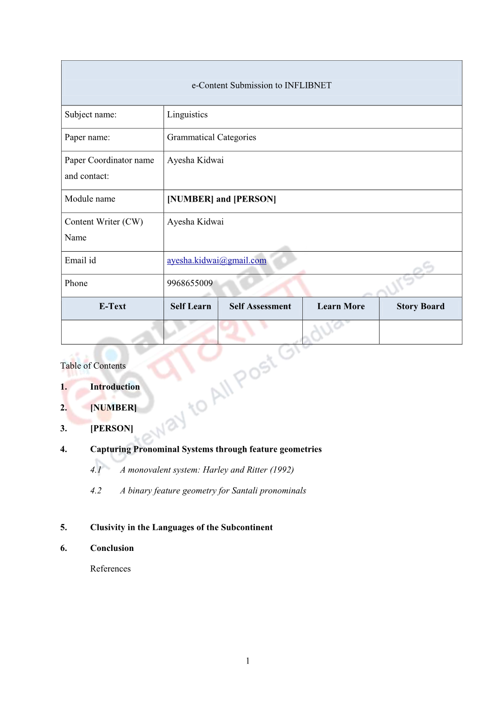 Grammatical Categories Paper Coordinator Name and Cont