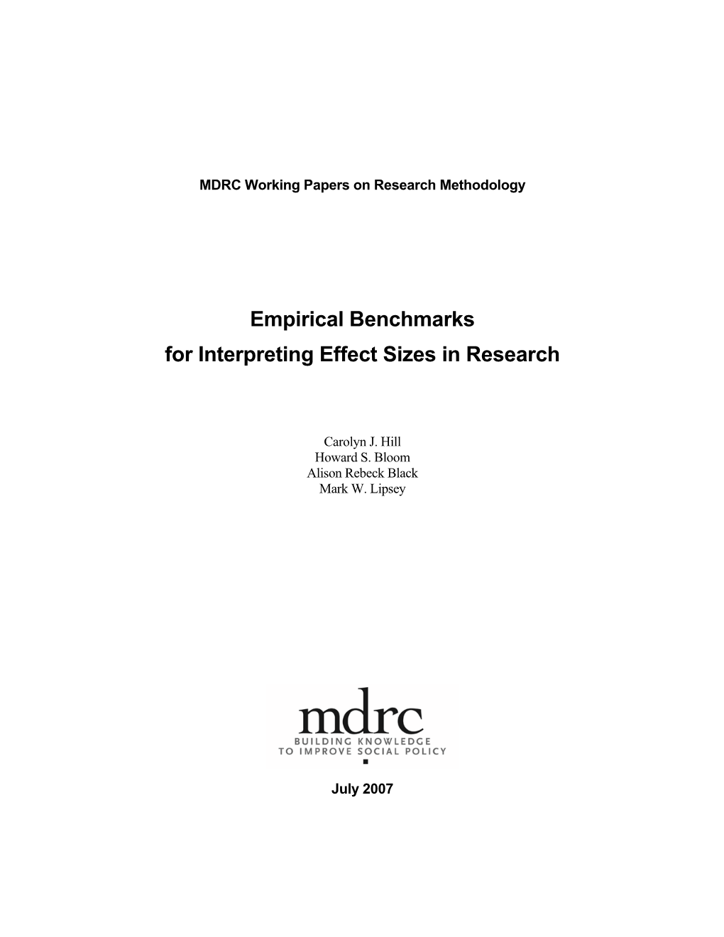 Empirical Benchmarks for Interpreting Effect Sizes in Research