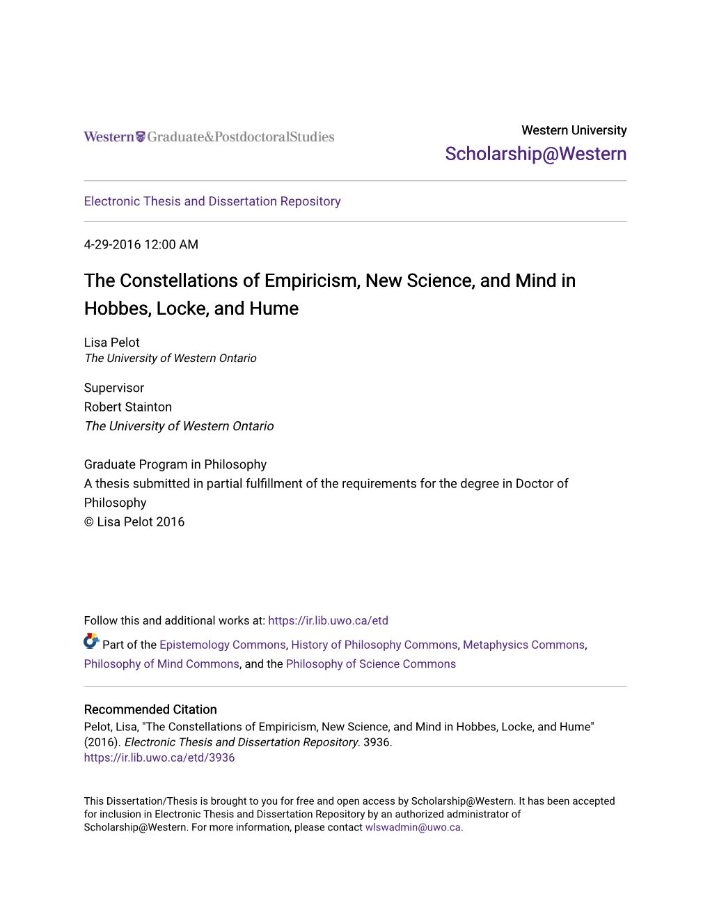 The Constellations of Empiricism, New Science, and Mind in Hobbes, Locke, and Hume