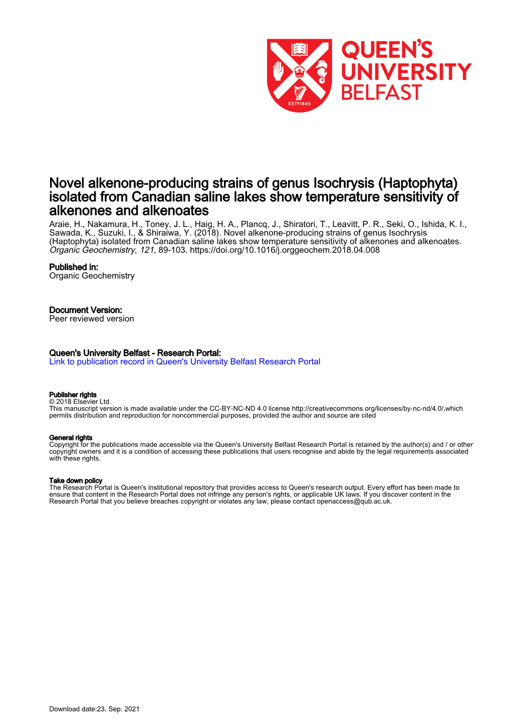 Novel Alkenone-Producing Strains of Genus Isochrysis (Haptophyta