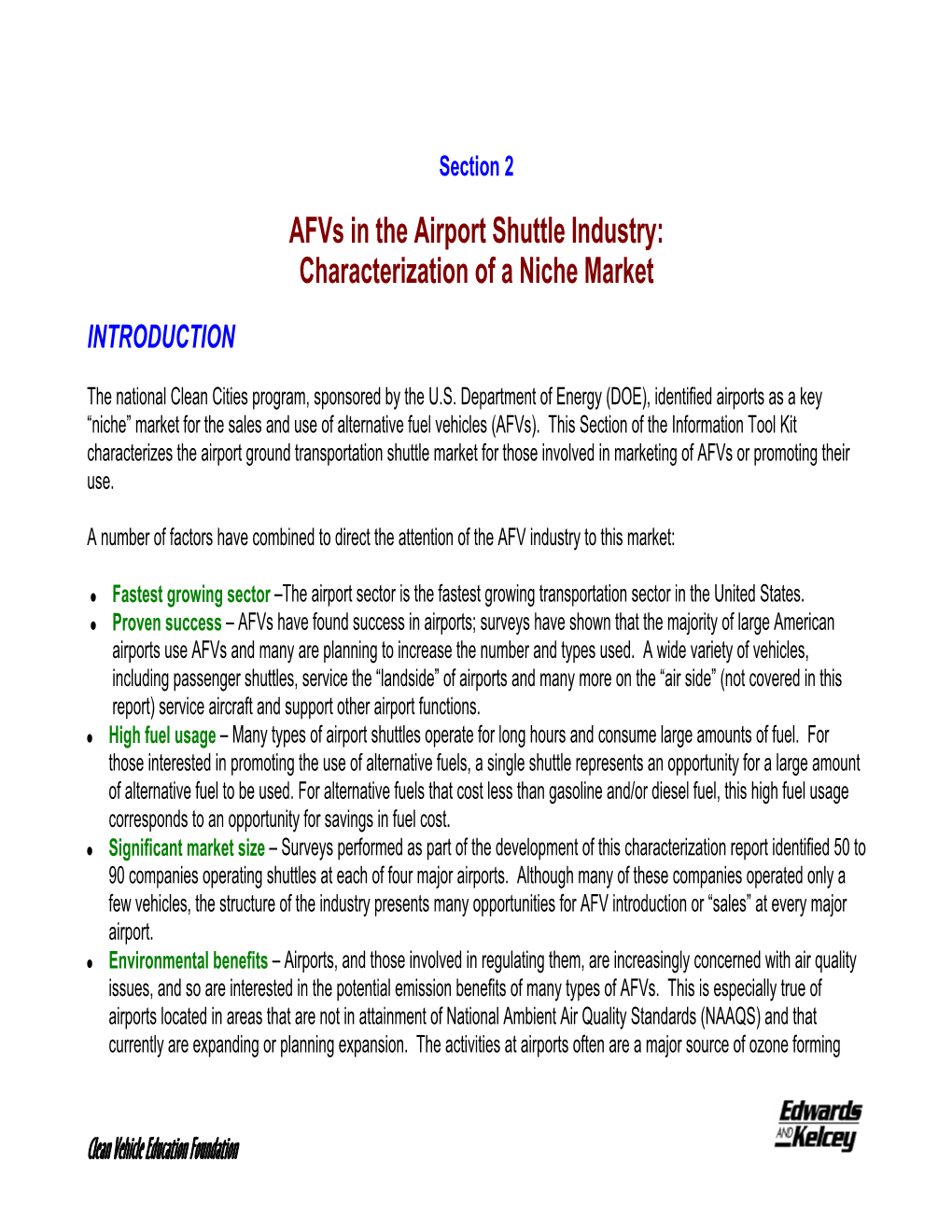 Afvs in the Airport Shuttle Industry: Characterization of a Niche Market