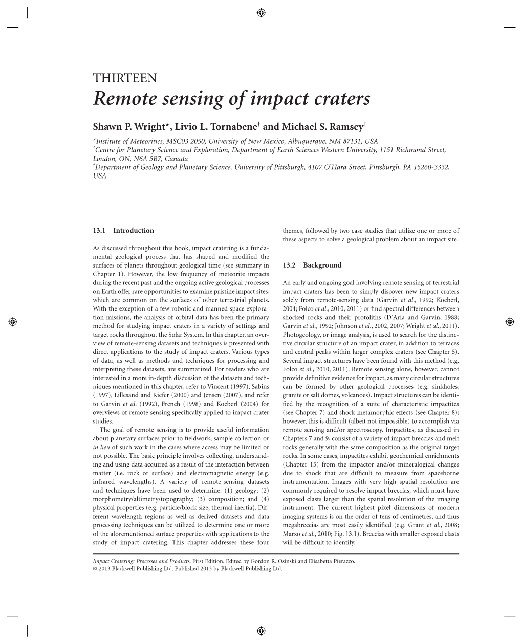 Remote Sensing of Impact Craters 195