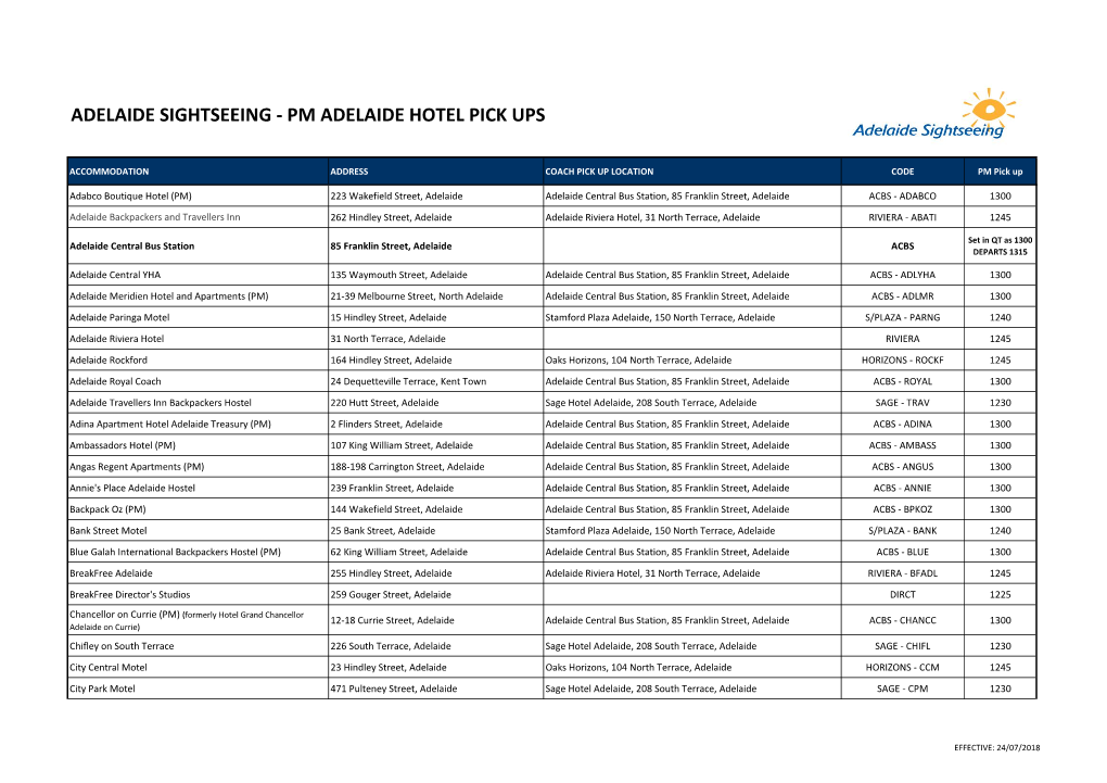 Pm Adelaide Hotel Pick Ups