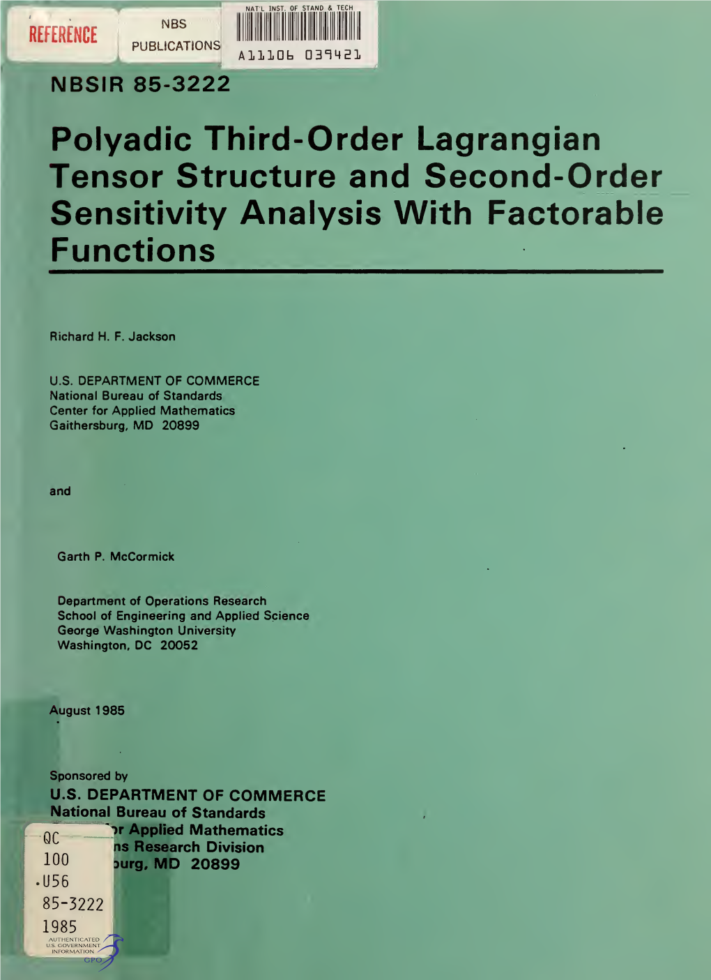 Polyadic Third-Order Legrangian Tensor Structure And