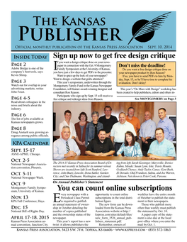 The Kansas Publisher Official Monthly Publication of the Kansas Press Association Sept