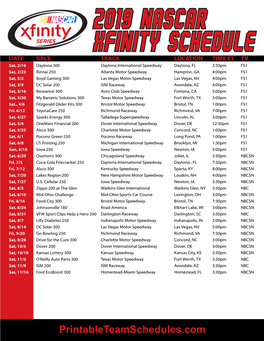 2019 Nascar Xfinity Schedule