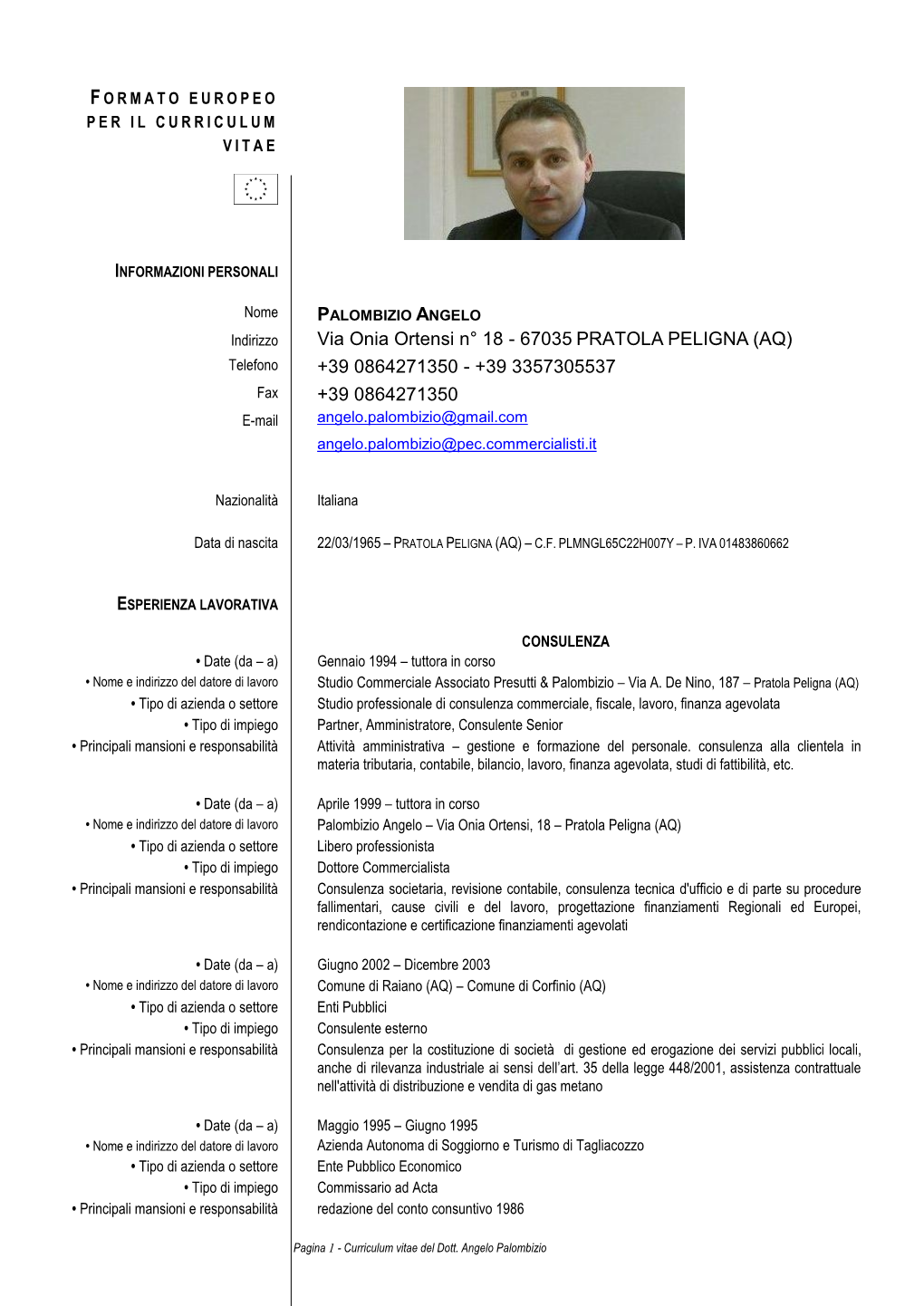 Formato Europeo Per Il Curriculum Vitae - DocsLib