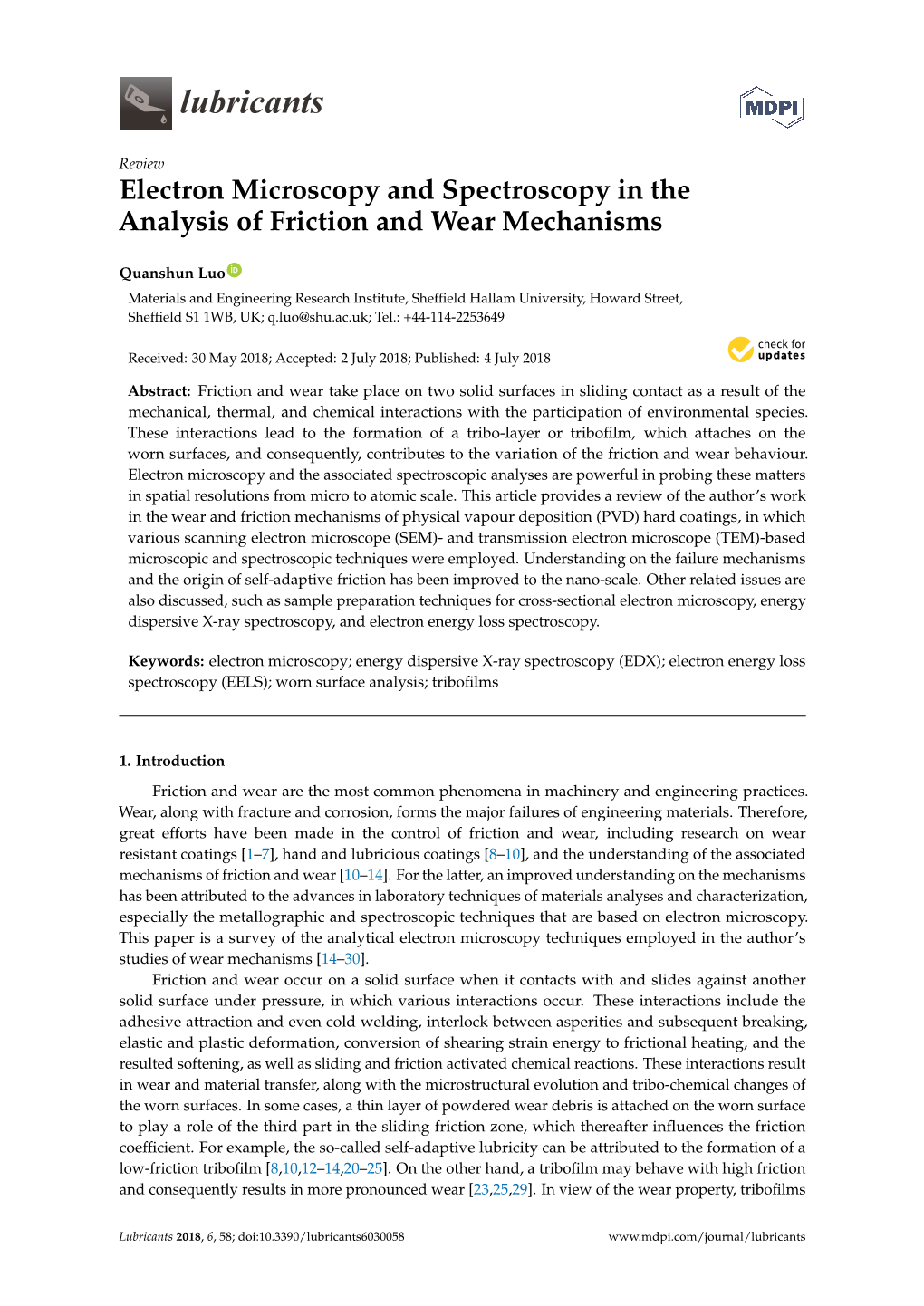 Electron Microscopy and Spectroscopy in the Analysis of Friction and Wear Mechanisms