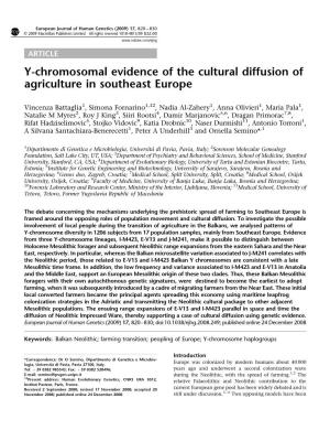 Y-Chromosomal Evidence of the Cultural Diffusion of Agriculture in Southeast Europe