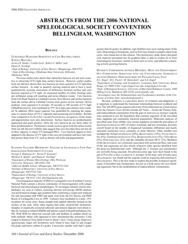 Abstracts from the 2006 NSS Convention, Bellingham, Washington
