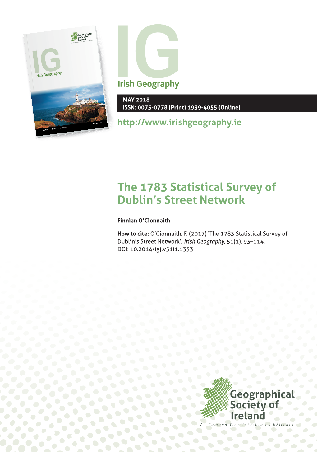 The 1783 Statistical Survey of Dublin's Street Network