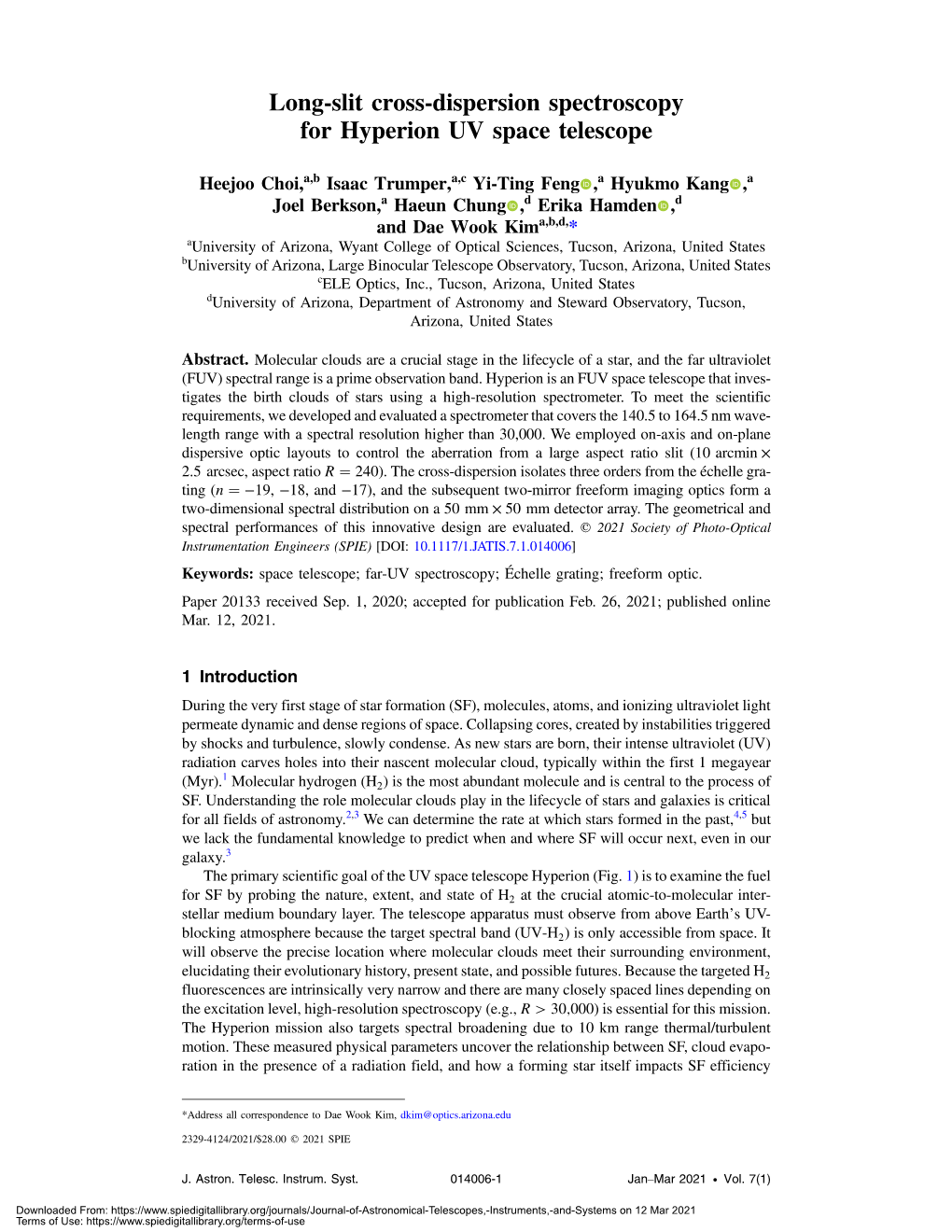 Long-Slit Cross-Dispersion Spectroscopy for Hyperion UV Space Telescope