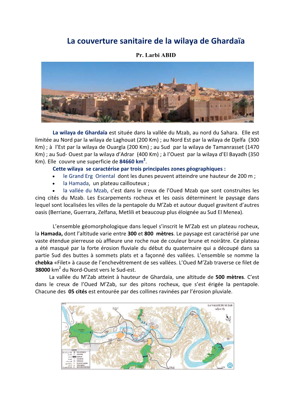 La Couverture Sanitaire De La Wilaya De Ghardaïa