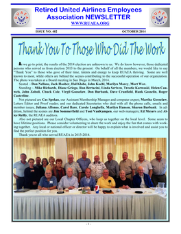 Retired United Airlines Employees Association NEWSLETTER