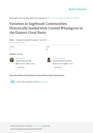 Variation in Sagebrush Communities Historically Seeded with Crested Wheatgrass in the Eastern Great Basin