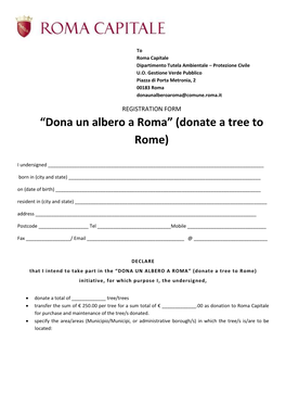 “Dona Un Albero a Roma” (Donate a Tree to Rome)
