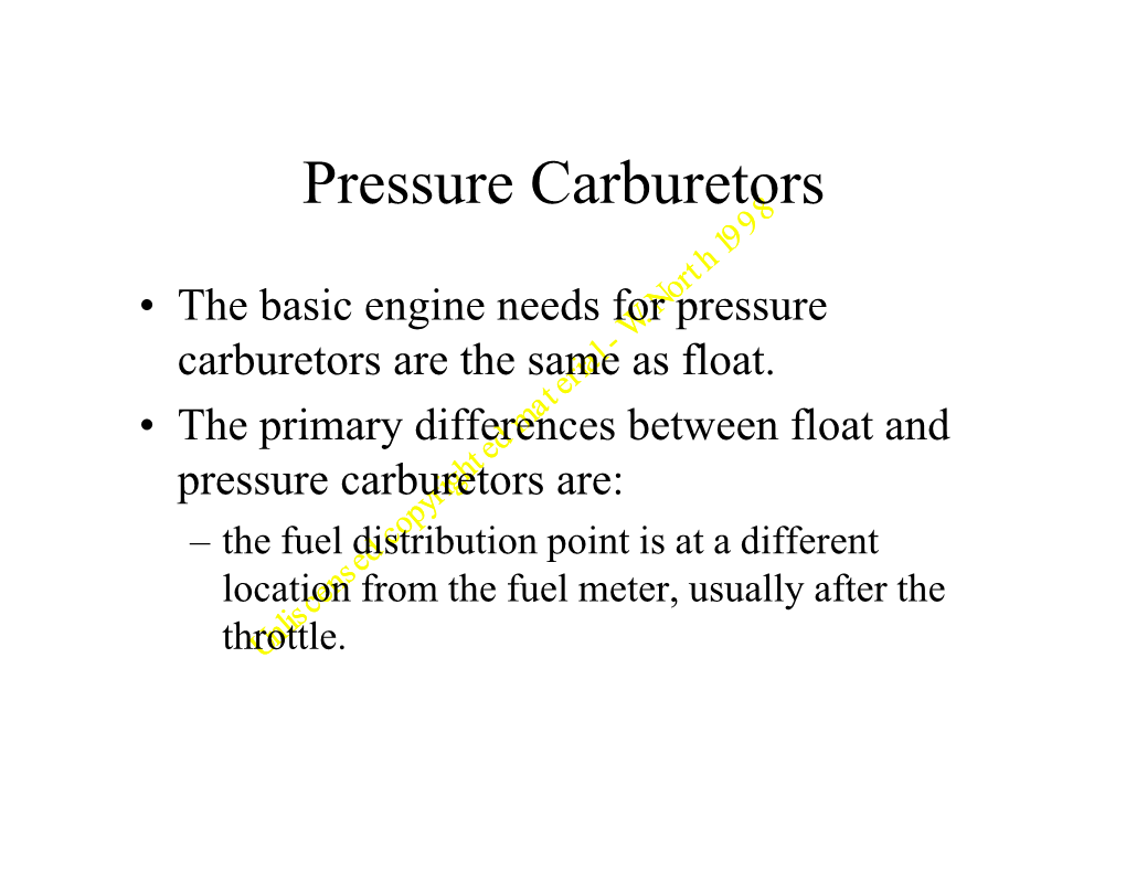 Pressure Carburetors