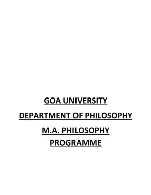 Goa University Department of Philosophy M.A. Philosophy Programme