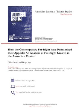 How the Contemporary Far-Right Have Popularised Their Appeals: an Analysis of Far-Right Growth in the Australian Context