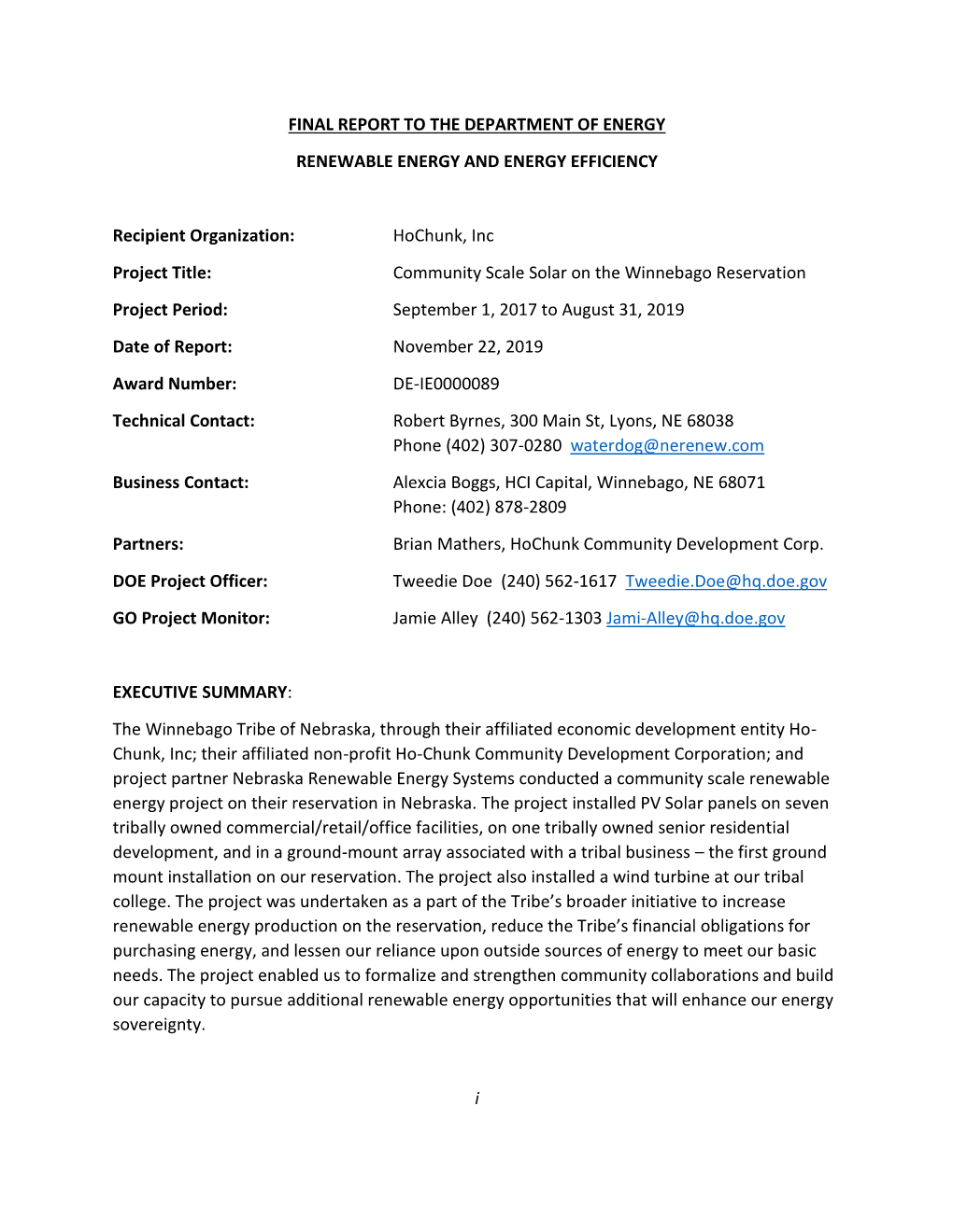 Ho-Chunk Community-Scale Solar on the Winnebago Reservation