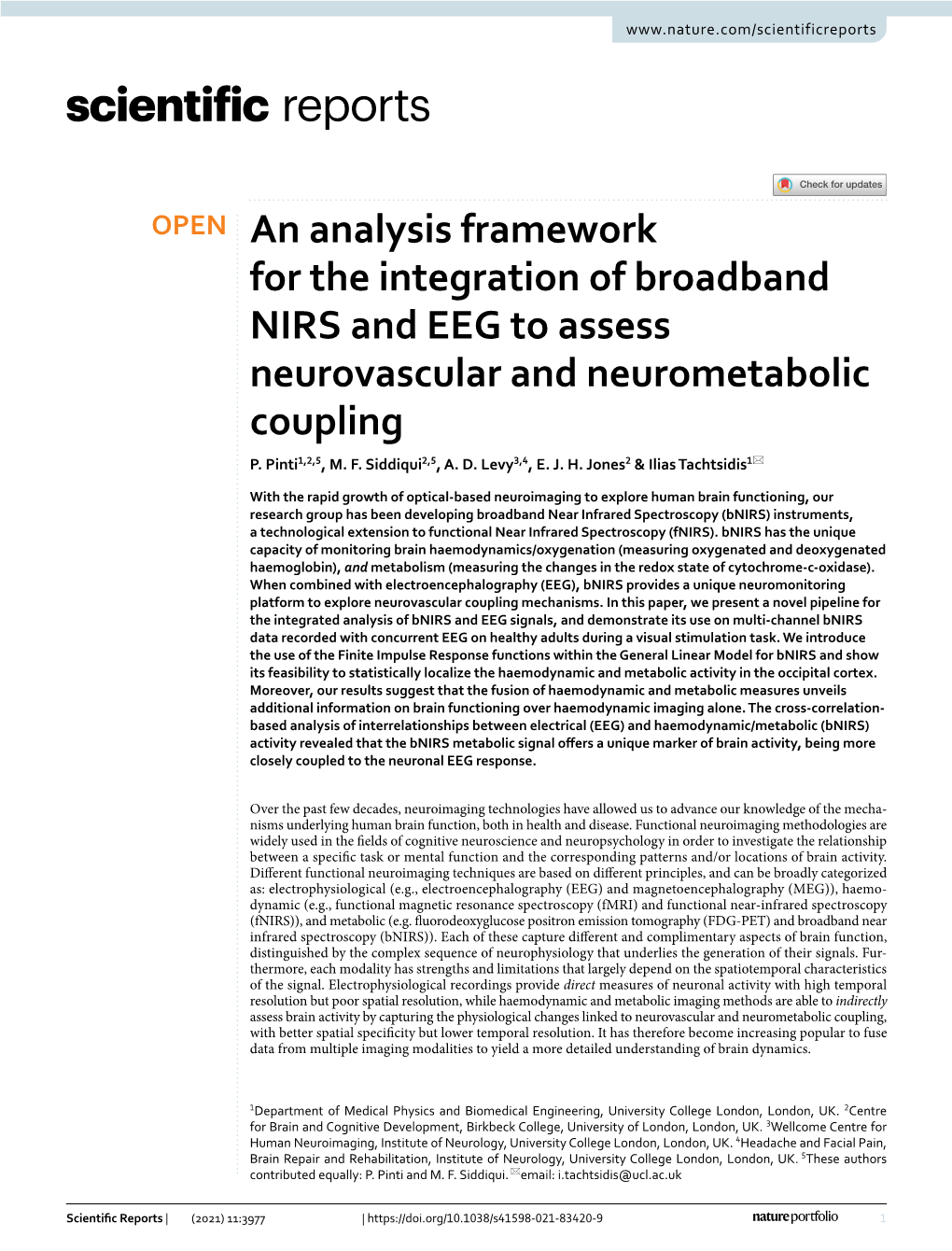 An Analysis Framework for the Integration of Broadband NIRS and EEG to Assess Neurovascular and Neurometabolic Coupling P