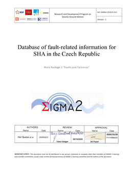 Database of Fault-Related Information for SHA in the Czech Republic