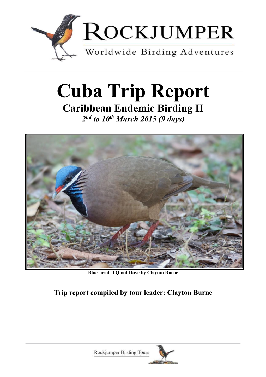 Cuba Trip Report Caribbean Endemic Birding II 2Nd to 10Th March 2015 (9 Days)