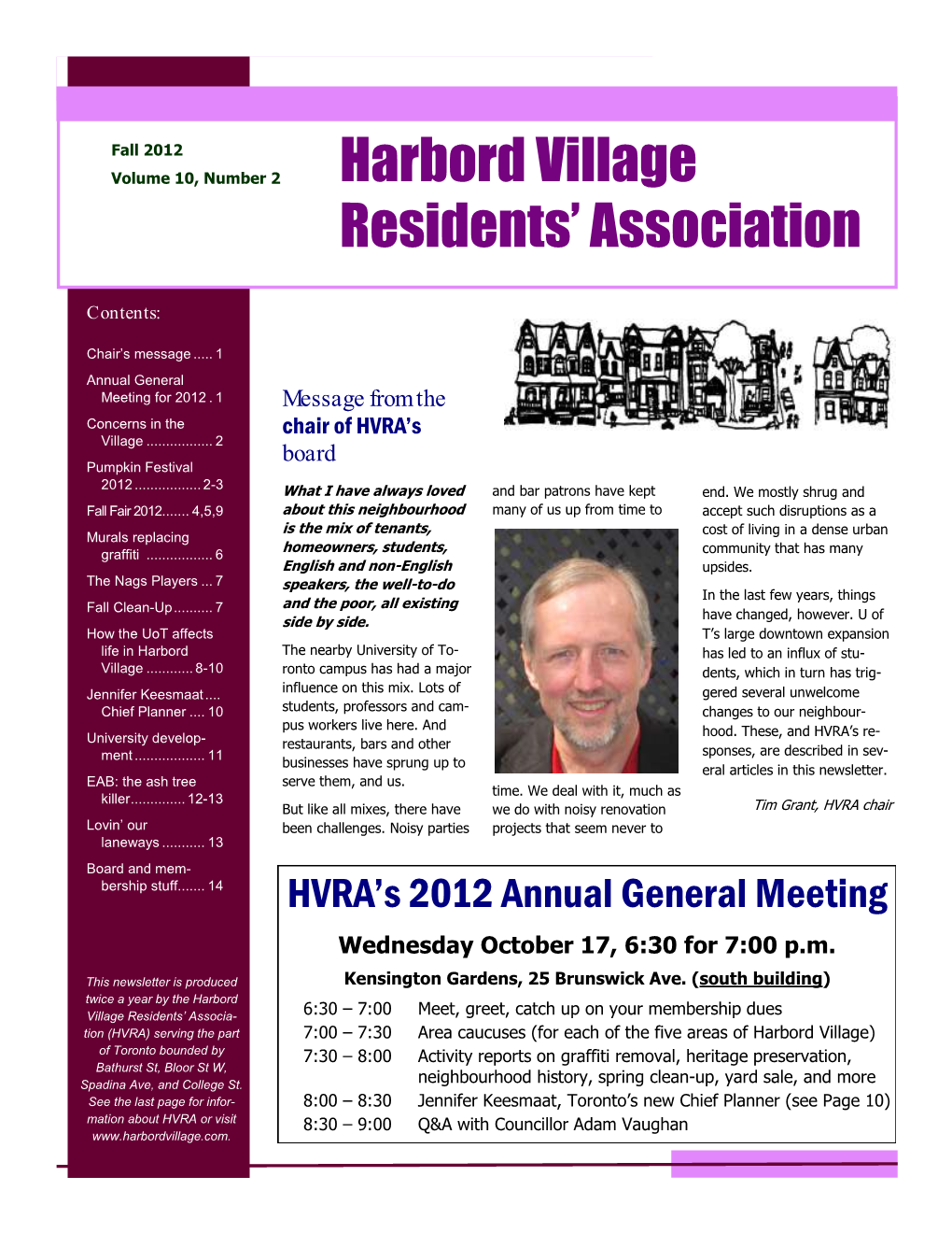 Newsletter Fall 2012 Page 2 of 14 Concerns in the Village