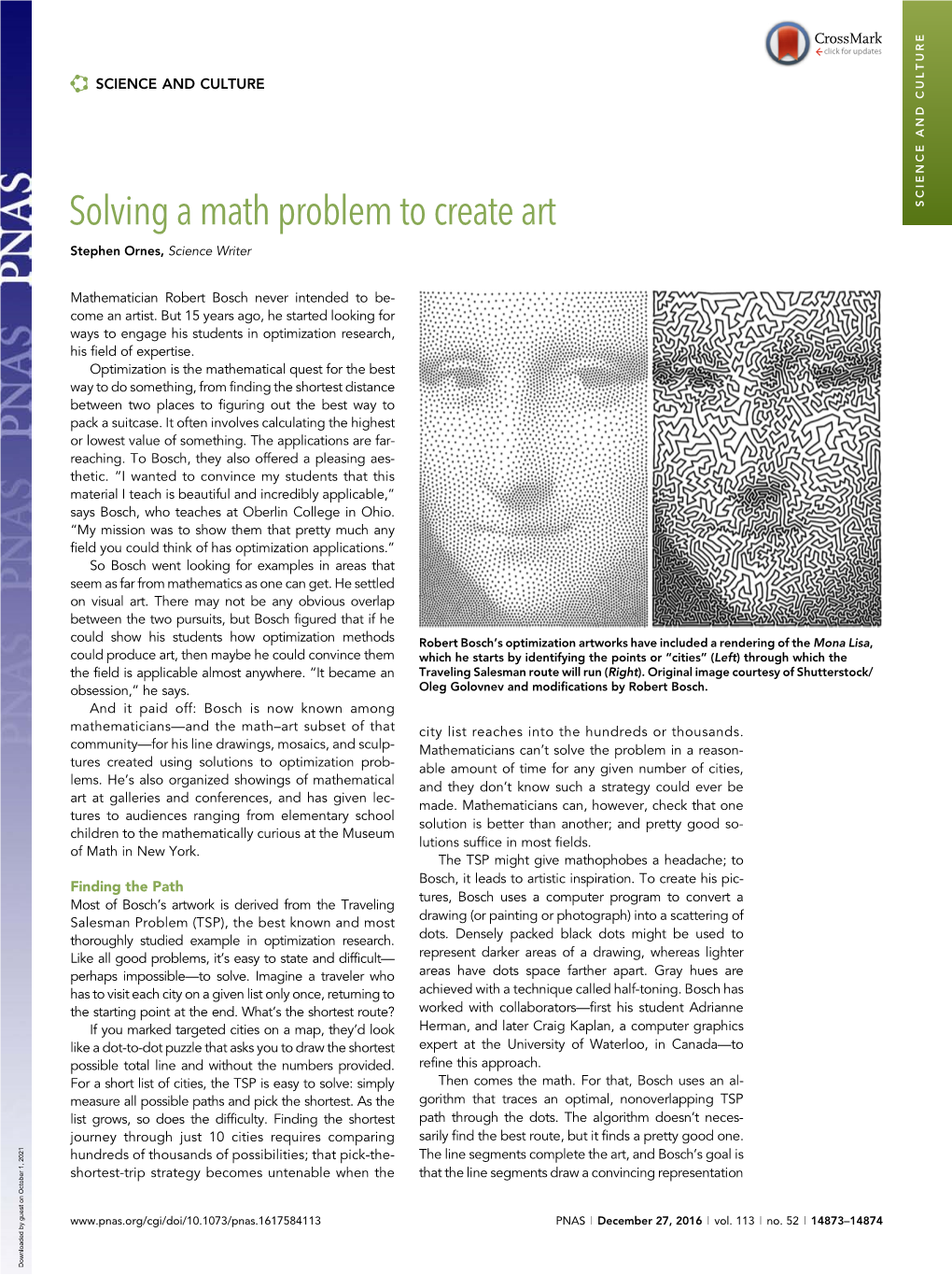 Science and Culture: Solving a Math Problem to Create