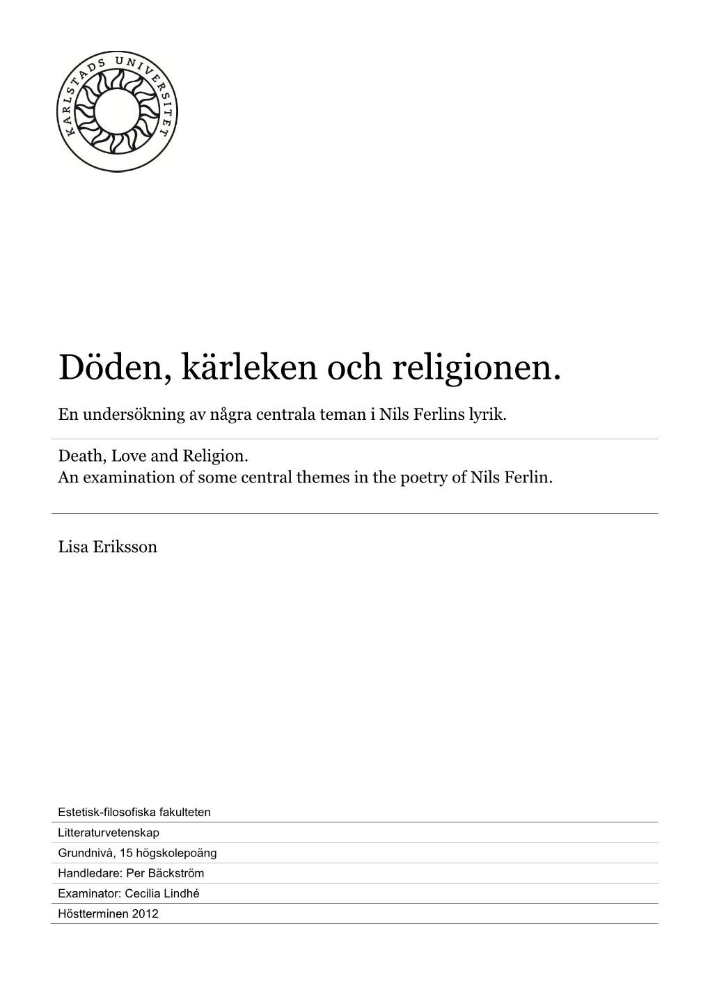 Döden, Kärleken Och Religionen