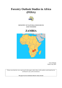 Forestry Outlook Studies in Africa (FOSA) ZAMBIA