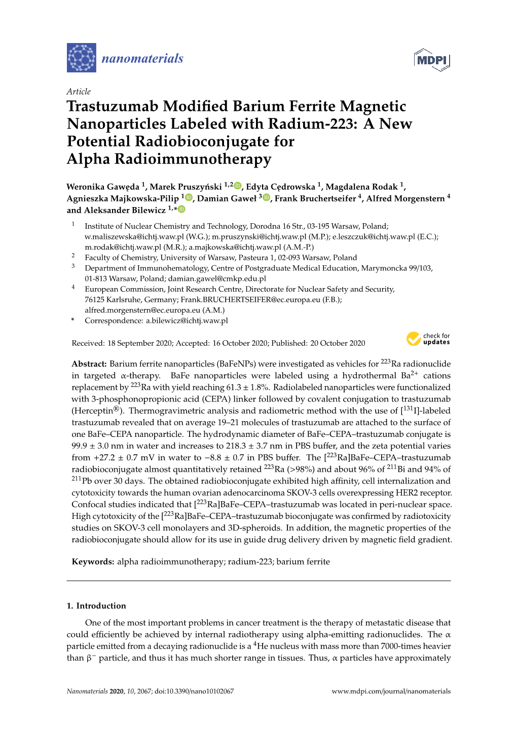 Trastuzumab Modified Barium Ferrite Magnetic