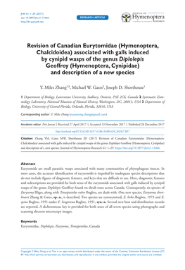 Revision of Canadian Eurytomidae (Hymenoptera, Chalcidoidea