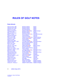 Rules of Golf Notes 2015