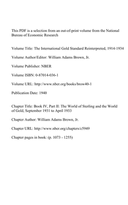 This PDF Is a Selection from an Out-Of-Print Volume from the National Bureau of Economic Research Volume Title: the Internationa