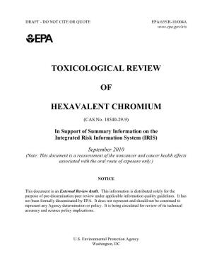 TOXICOLOGICAL REVIEW of HEXAVALENT CHROMIUM (CAS No