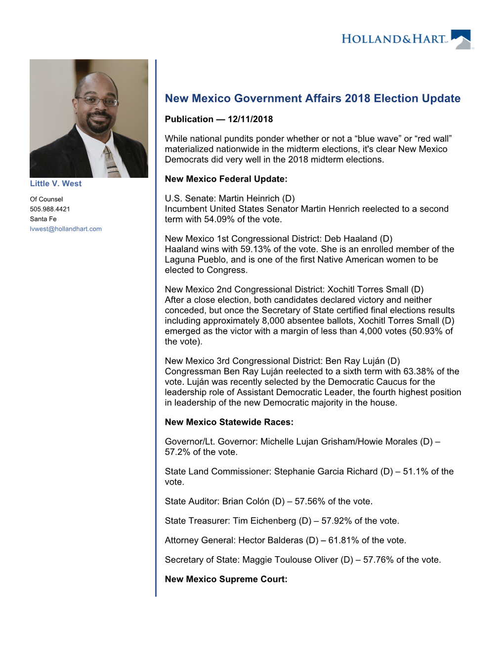 New Mexico Government Affairs 2018 Election Update