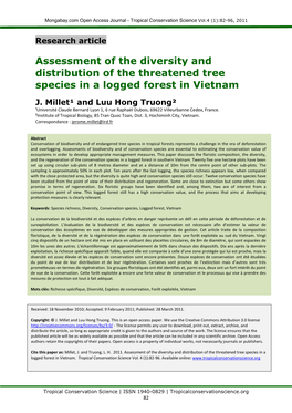 Assessment of the Diversity and Distribution of the Threatened Tree Species in a Logged Forest in Vietnam