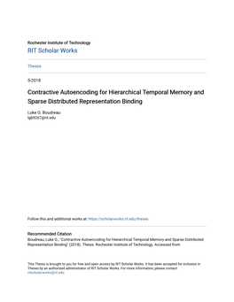 Contractive Autoencoding for Hierarchical Temporal Memory and Sparse Distributed Representation Binding