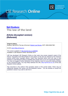 Neil Duxbury the Law of the Land
