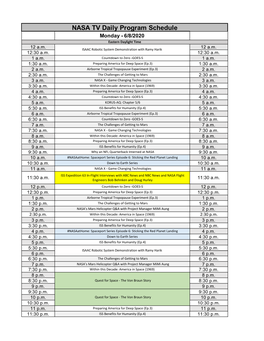 NASA TV Schedule for Web (Week of 6-8-2020).Xlsx